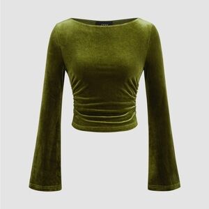 NWTCider Olive Velvet Long Sleeve Top